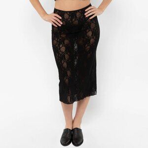 Los Angeles Apparel Flor Lace Pencil Skirt (Black)